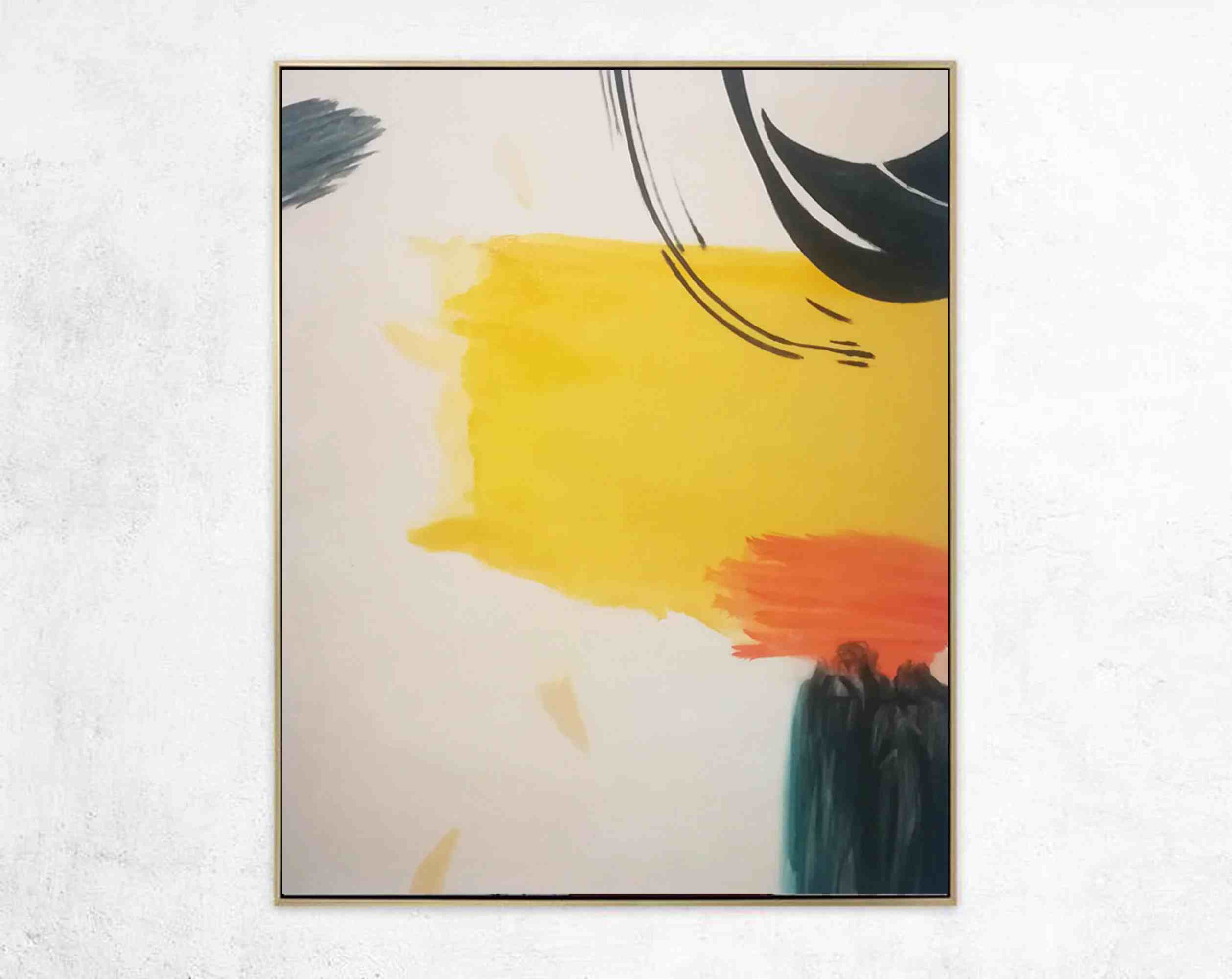 Minimal Yellow Abstract Canvas Wall Art HJM87 wall art